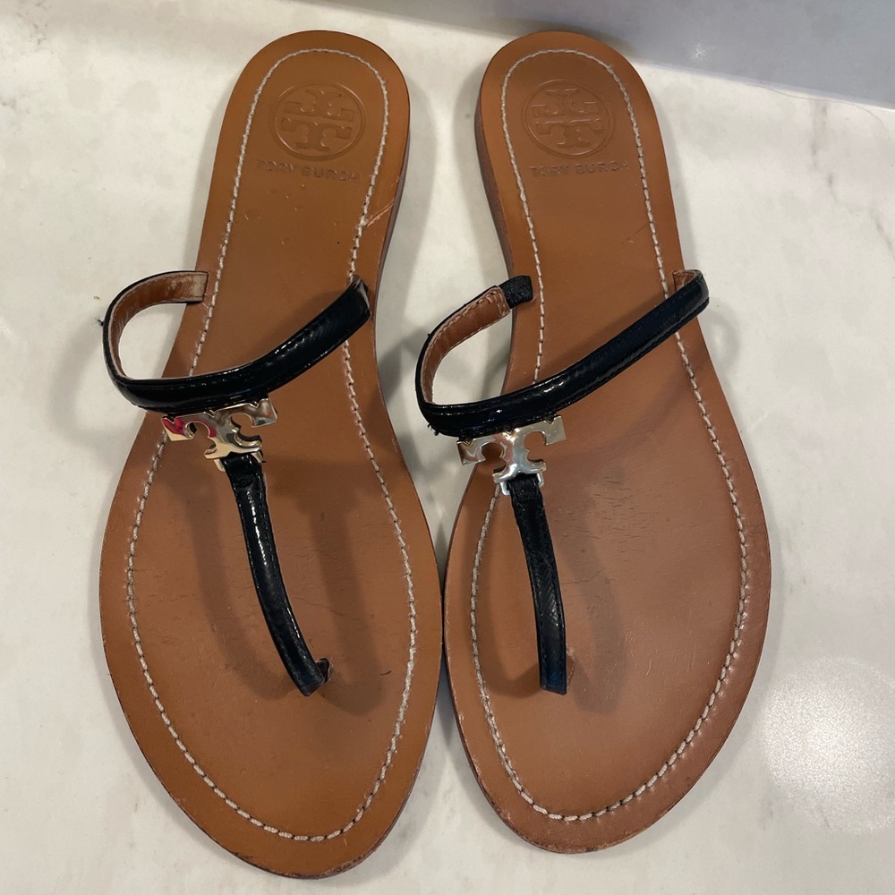 Tory Burch Black and Tan Sandals - Picture 9 of 10